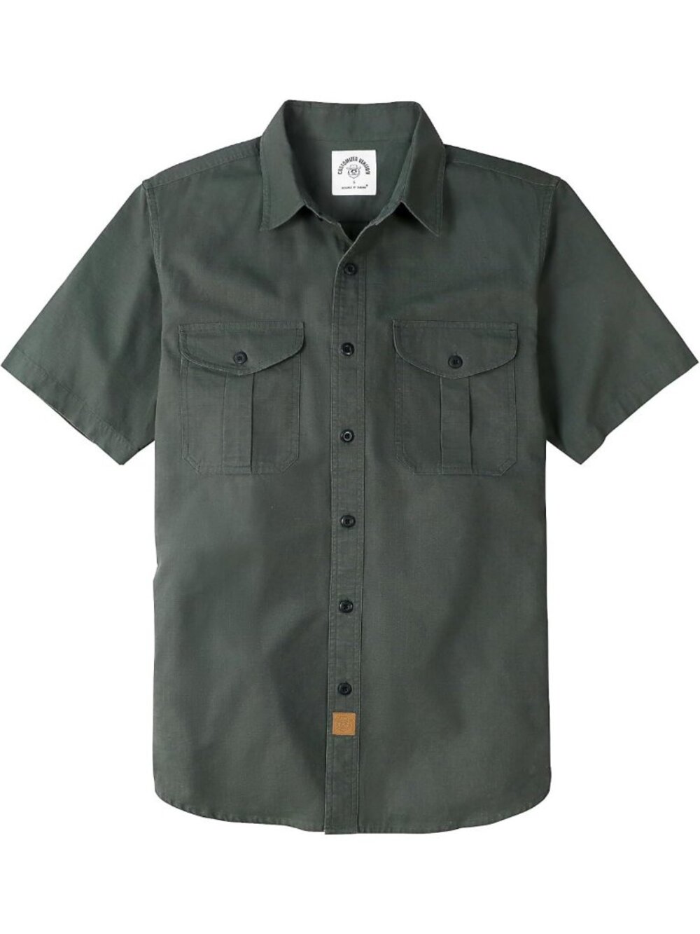 Men's Vintage Cotton Short Sleeve Button-Down Shirt with 2 Pockets - Casual